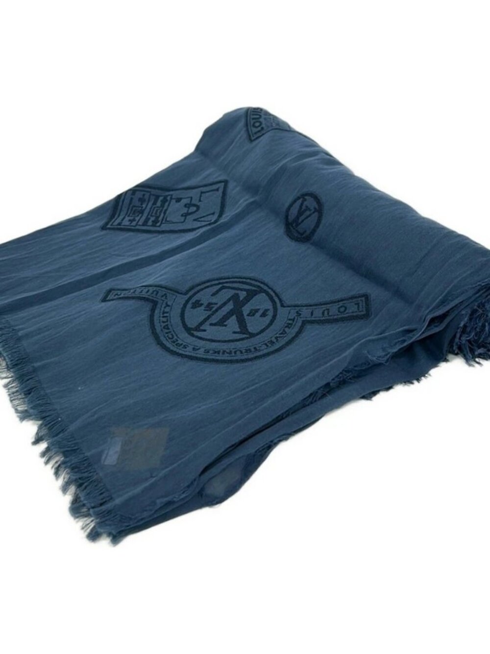 LOUIS VUITTON M78634 Blue Gray Others CC0196 Scarf Cotton